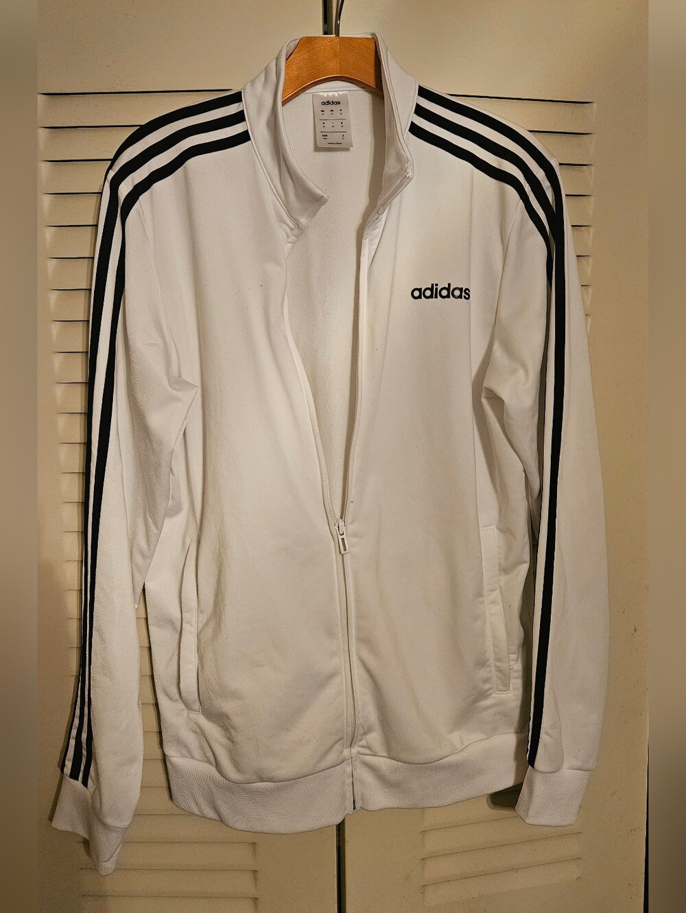 adidas White Track Jacket with Black Three-Stripes